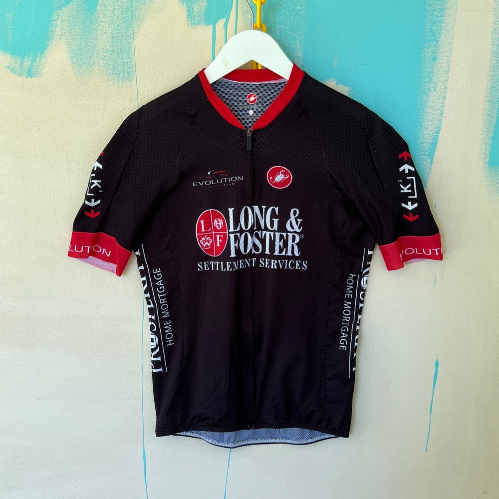 Castelli Evolution Long & Foster Cycling Jersey Size‎ L Black Red Bicycling Zip